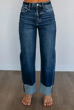 Relaxed-Fit Cuffed Denim Jeans