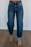 Relaxed-Fit Cuffed Denim Jeans