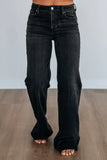 High-Waisted Flared Denim Jeans with Retro Wash &amp; Relaxed Silhouette